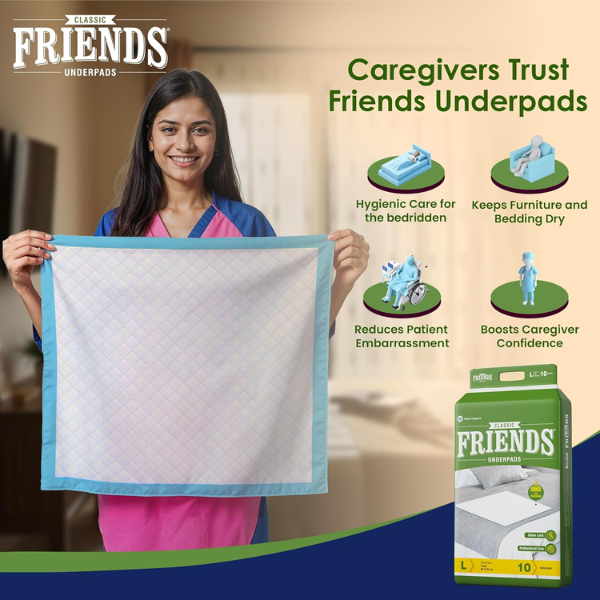 Carewell-Adult-Diaper-Pant-10Pcs-XL Friends Classic Disposable Underpads post