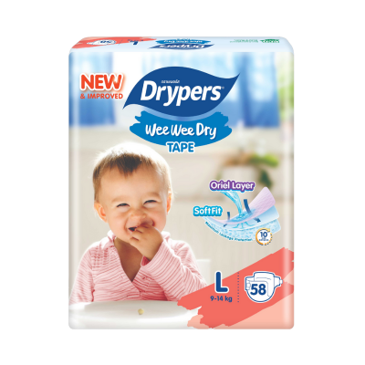 Drypers Wee Wee Dry Disposable Baby Diapers - Large - 58pcs 1 Drypers Wee Wee Dry Disposable Baby Diapers - Large - 58pcs