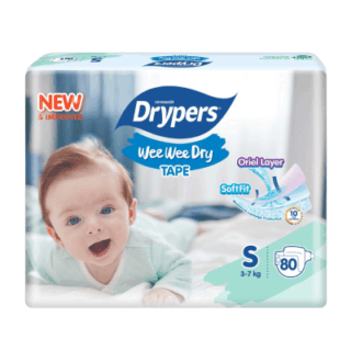 Drypers Wee Wee Dry Disposable Baby Diapers - Small - 58pcs