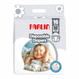 FARLIN Medium Tape Diapers 12 Hour Wetness Protection Extra Soft 16 PCS