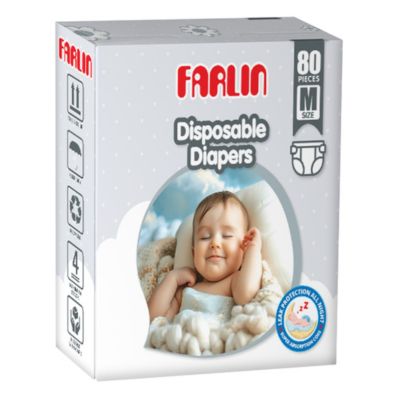 FARLIN Diposable Baby Diaper 80 PCS MEDIUM Size Leak-Proof Adjustable Fit Diapers 3 Farlin diaper Medium tape 80pcs